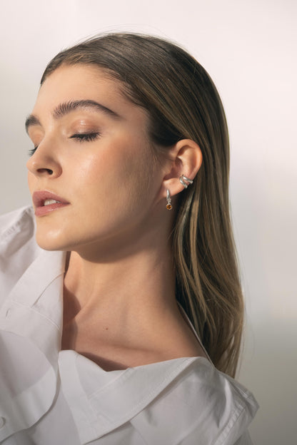 ESSENCE HOOP PLATA - CITRINO