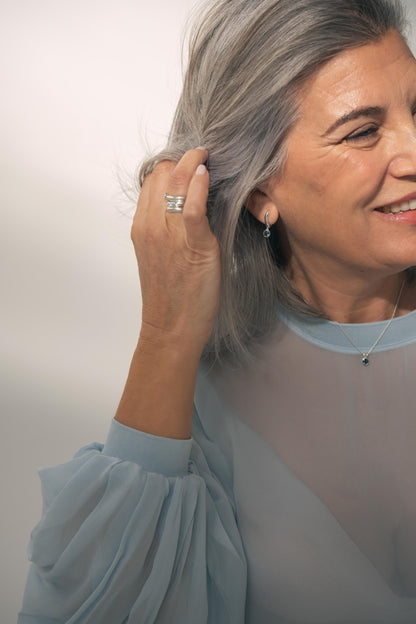 ESSENCE HOOP PLATA - TOPACIO LONDON BLUE