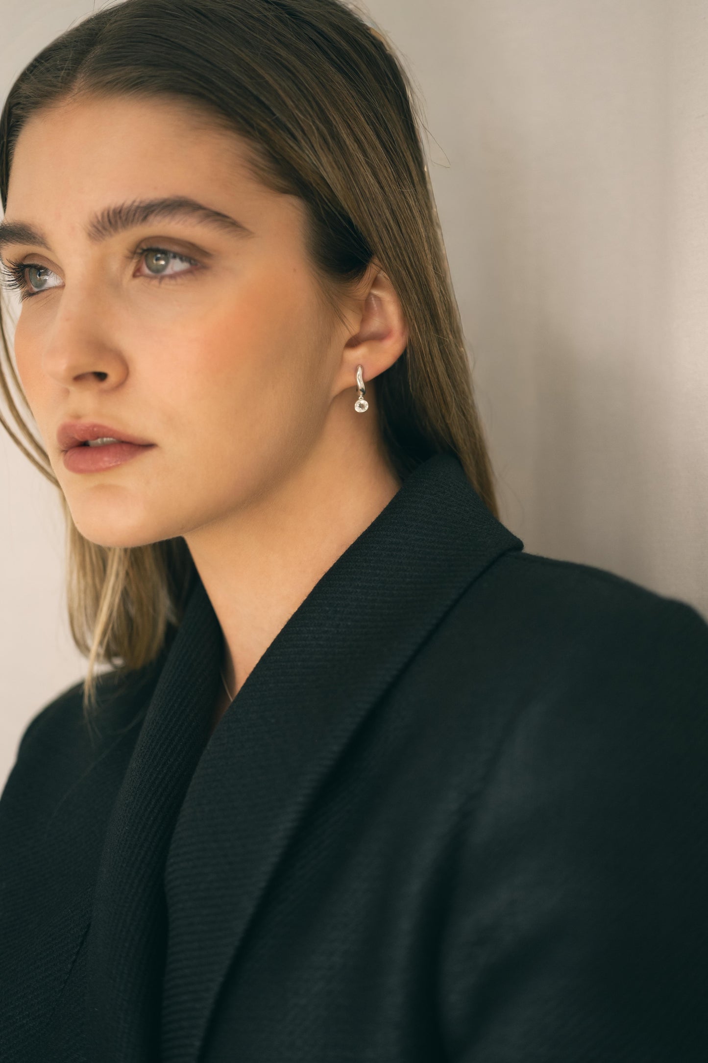 ESSENCE HOOP PLATA - PRASIOLITA