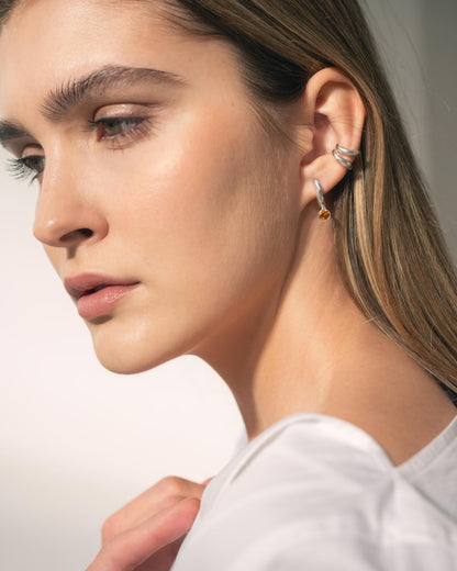 ESSENCE HOOP PLATA - CITRINO