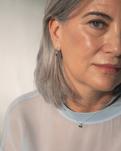 ESSENCE HOOP SILBER - LONDON BLAUER TOPAS