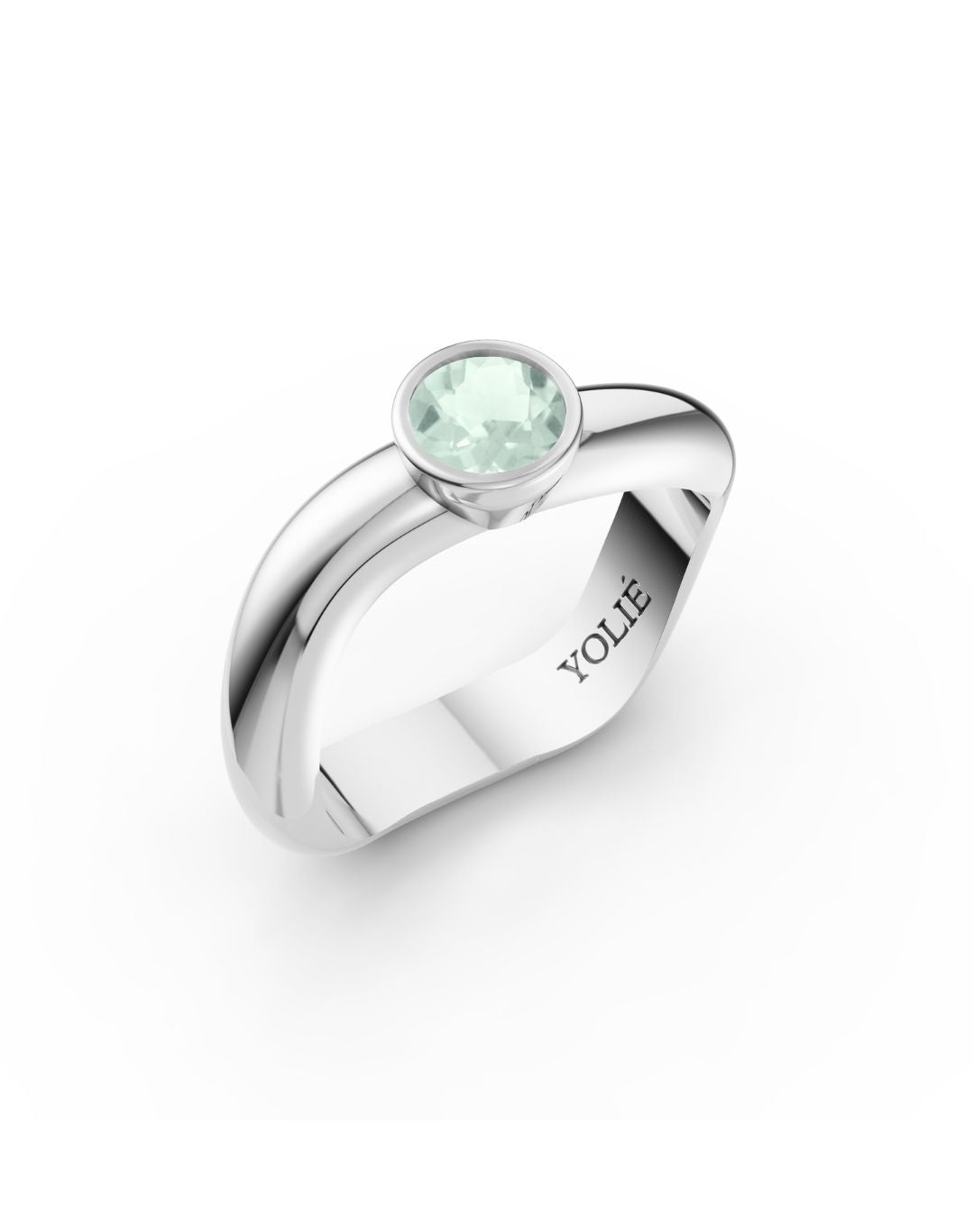ESSENCE SOLITAIRE RING SILVER - PRASIOLITE