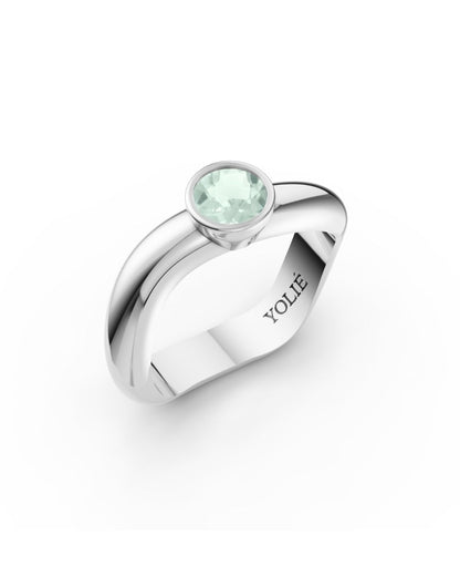 ESSENCE SOLITAIRE RING SILVER - PRASIOLITE