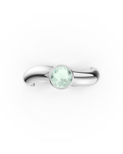 ESSENCE SOLITAIRE RING SILVER - PRASIOLITE