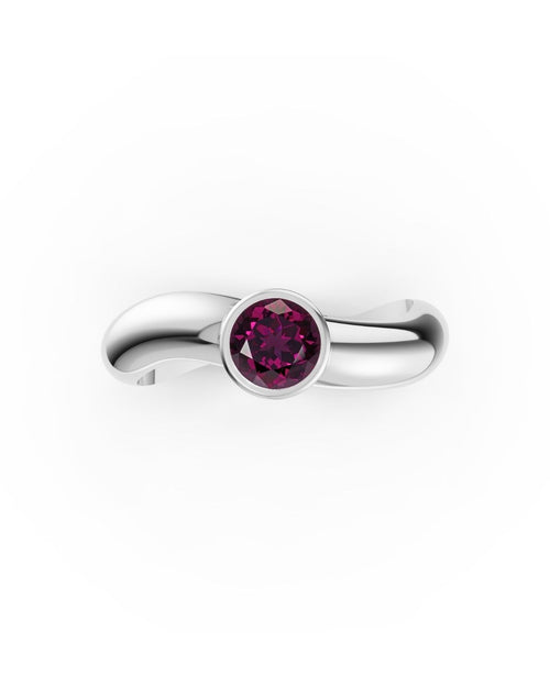 ESSENCE SOLITAIRE RING SILVER - RHODOLITE 