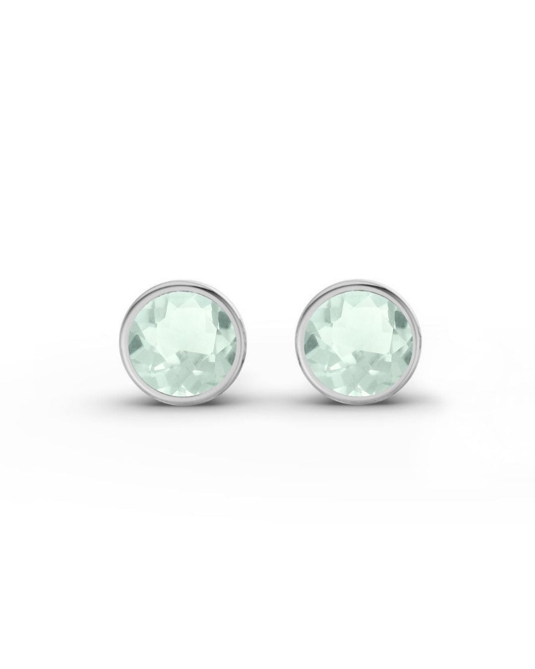 ESSENCE STUDS PLATA - PRASIOLITA