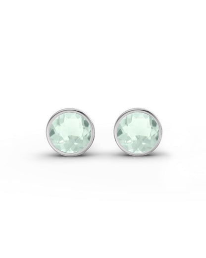 ESSENCE STUDS PLATA - PRASIOLITA