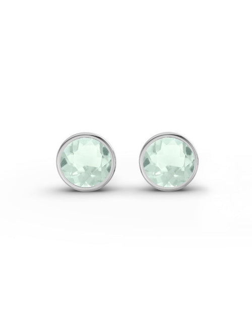ESSENCE STUDS PLATA - PRASIOLITA